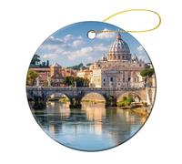 Basilica di San Pietro a Roma1 Italia Stampati Ornamenti di Natale Rotondi Decorazione Albero di Natale Decorazione Pendenti Appesi