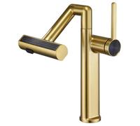 Basin Faucet 360° Rotation Bathroom Sink Faucet, Brass Vanity with Flexible Swing Arm, Single Handle Hot Cold Water Mixer Tap for Washbasin Toilet Gym Use, 4 Mode Water,Black (Gun Grey)