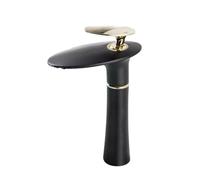 Basin Mixer Taps Waterfall Faucet Toilet Bathroom Cabinet Washbasin Above Counter Basin Full Copper Single Hole Basin Cold and Hot Water Faucet Black, White + Gold High