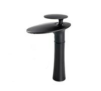 Basin Mixer Taps Waterfall Faucet Toilet Bathroom Cabinet Washbasin Above Counter Basin Full Copper Single Hole Basin Cold and Hot Water Faucet Black, White + Gold High