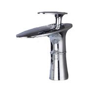 Basin Mixer Taps Waterfall Faucet Toilet Bathroom Cabinet Washbasin Above Counter Basin Full Copper Single Hole Basin Cold and Hot Water Faucet Black, White + Gold High