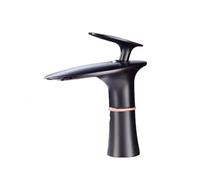 Basin Mixer Taps Waterfall Faucet Toilet Bathroom Cabinet Washbasin Above Counter Basin Full Copper Single Hole Basin Cold and Hot Water Faucet Black, White + Gold High