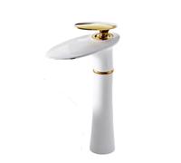 Basin Mixer Taps Waterfall Faucet Toilet Bathroom Cabinet Washbasin Above Counter Basin Full Copper Single Hole Basin Cold and Hot Water Faucet Black, White + Gold High