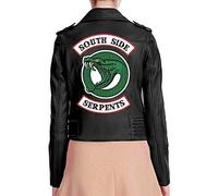 BasingStoke - Giacca da motociclista in ecopelle, stile Riverdale, con scritta “Southside Serpents”, Cheryl Blossom Cheryl Blossom Black XL