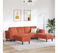 Basinlix Divano angolare moderno in velluto a coste con braccioli, 250 x 188 x 76 cm, colore rosso/arancione, per soggiorno e camera degli ospiti