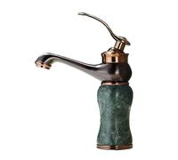 Basino del bagno rubinetti vintage con giada naturale a manico singolo e mixer freddo idoneo adatto per il banco sotto bacino, giada verde scuro LWX