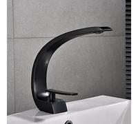 Basino per lavabo in Oro Spazzolato in Rame Pieno di Rame Bacino idrico del Bagno Calda e Fredda Rubinetto dell'Acqua Calda, Modello Bere a Onde Nera Sabbia