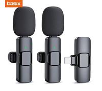 Basix 2.4G Microfono lavalier wireless Registrazione audio video portatile Mini microfono per iPhone Android Trasmissione in diretta Telefono da gioco