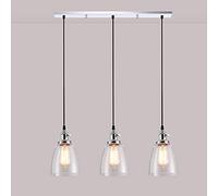 Baska Apparecchio Di Illuminazione A Sospensione A Grappolo A 3 Luci, Lampada A Sospensione Industriale A Soffitto In Vetro Trasparente Rustico, Lampade A Sospensione Vintage E27 Per Sala Da Pranzo Ri