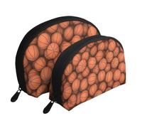 Basket arancione, Borsa per trucco a conchiglia Portamonete da donna Borsa da toilette piccola Borsa per cosmetici 2 pezzi