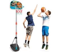 BAKAJI Canestro Basket a Piantana Giocattolo per Bambini con Altezza Regolabile Fino a 158 cm e Base Riempibile Playset Sport da Esterno Giardino e Interno Pallone e Gonfiatore Incluso
