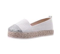 Basket in tela da donna, piattaforma, da donna, senza lacci, comoda per camminare, scarpe ortopediche da donna, con suola antiscivolo, scarpe classiche per ufficio, lavoro, bianco, 42 EU