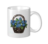 Basket of Forget-Me-Nots Flower Tazza in ceramica, elegante tazza da caffè Tee Drinkware tazza per acqua per casa ufficio 325 ml