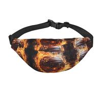 Basket on Fire and Water Flame Splashing Boys grande marsupio da viaggio, adatto per praticare sport, corsa, ciclismo, viaggi, pesca