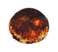 Basket on Fire and Water Flame Splashing Cuffia da doccia stampata, riutilizzabile, appositamente progettata per i capelli lunghi delle donne, struttura a doppio strato, adatta per il bagno.