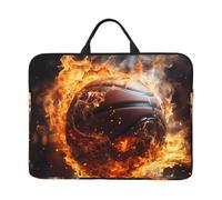 Basket on Fire e Water Flame Splashing Stampe 14 pollici Custodia per laptop impermeabile e antiurto adatta per ufficio, lavoro, viaggi di lavoro e viaggi quotidiani.