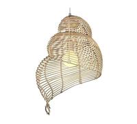 Basket Shade Hallway Asian Style Natural Bird Nest Chandelier Indoor Lighting Rattan Pendant Lamp Light Fixture for Living Room,Kitchen Island(Natural Color,35CM)