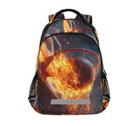 Basket Shot Into The Basket Zaini Fuoco per Bambini Borsa Scuola Studente Zaino Bookbag per Ragazzi Ragazze Borsa Casual, Pallacanestro sparato nel canestro, Taglia unica