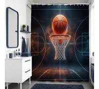 Basket Slam Dunk Flaming Ball Dramatic tenda da doccia 137 x 198 cm