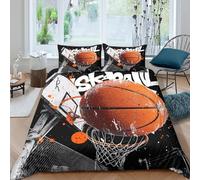 Basketball actioncopripiumino microfibra morbida 3 Pezzi stampa 3D con cerniera Urban street art style Set Di Copripiumino incluso federe aiosa morbida for adolescenti Single（140x200cm）