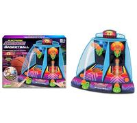 Basketball Arcade Elettronico Neon 2 Giocatori, Doppio Canestro, Tabellone LED, Suoni Stadio, Pieghevole Salvaspazio, Gioco Sportivo Indoor per Casa e Ufficio, Set con 4 Palloni