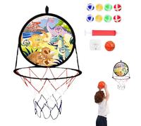 Basketball Hoop Dart Board - Giocattoli sportivi per esterni al coperto, 2 su 1 set di tabelloni con palline, divertenti giochi competitivi portatili, multicolore per feste di compleanno per bambini b