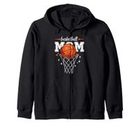 Basketball Mom Hoop and Ball Graphic Felpa con Cappuccio