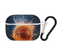 Basketball on Fire AirPods Pro 2 custodia antiurto custodia rigida protettiva per uomo e donna, compatibile con AirPod Pro custodia 2a/1a generazione con portachiavi - Bianco