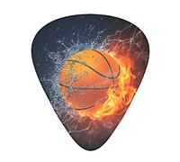 Basketball on Fire and Water Flame Splashing Plettro per chitarra avanzato 12 pezzi Tre spessori per basso, chitarra elettrica, borsa per chitarra acustica