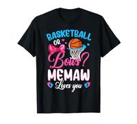 Basketball or Bows Memaw Loves You Gender Reveal Pink Blue Maglietta