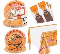Basketball Party Supplies Serve 20 - 61Pcs Piatti Tovaglioli Tovaglia per adolescenti bambini ragazzi Baby Fans Basketball Team Party Supplies