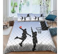 basketball playercopripiumino microfibra 3 pezzi motivo 3D con cerniera urban street art style Set Di Copripiumino incluso federe aiosa morbida for ragazzi Double（200x200cm）