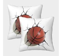 Basketball-wall-art-3D-sticker-style Federe Cuscini Per Divano Decorativa Available All Seasons Fodere Cuscino Set 2 Pezzi Moderno Per Soggiorno Camera Sofà 50x50cm
