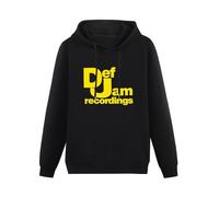 BASLIL TOAST brunch Men Long Sleeve Printed Hoodies Def Jam Recordings Logo Hoody Sweatershirt Black M