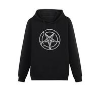BASLIL TOAST brunch Men's Baphomet Pentagram Satanic Occult Church of Satan Goat Goth Long Sleeve Hooded Sweatshirt Hoodies with Drawstring Pockets Black 3XL