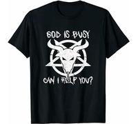 BASLIL TOAST brunch Men's God Is Busy Can I Help You Funny Satan Goat Satanic T-Shirt Black XL