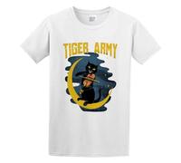 BASLIL TOAST brunch Men's Tiger Army Band Cat Art Cotton T Shirt White XXL
