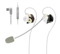 BASN Bmaster GC - Cuffie da gioco in-ear con microfono, IEM con isolamento acustico 2DD+1BA, con microfono a braccio staccabile/microfono in linea, cavi tipo C placcati argento MMCX per giocatori (1,3