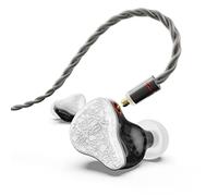 BASN Bmaster5 - Auricolari in-ear, diaframma 1DLC + 4BA 5 driver IEM auricolari con cavo OFC placcato argento, isolamento acustico, auricolari cablati per musicisti (bianco ghiaccio)