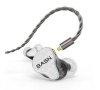 BASN Bmaster5 - Cuffie intrauricolari con 5 driver e bassi potenti, isolamento acustico, auricolari IEM con cavo OFC MMCX placcato argento rimovibile, per musicisti (bianco ghiacciaio, MMCX)