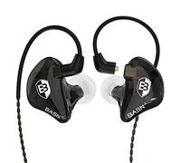BASN Bsinger - Auricolari in-ear cablati con isolamento acustico, doppio driver dinamico IEM ad alta definizione con cavo rimovibile MMCX per musicisti, batteristi, cantanti (nero)