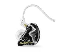BASN Cuffie auricolari a triplo conduttore per musicisti, auricolari con isolamento acustico con custodia IEM e 2 cavi staccabili (bianco nero)
