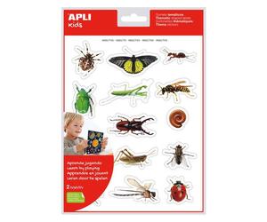 BASS APLI di gomets Insetti tematici realistici - 28 gometti tematici per borsa - immagini realistiche di insetti - adesivo rem NEW