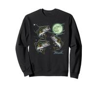 Bass Fish Howling The Moon Vintage Pescatore Pescatore Regali Felpa