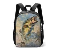 Bass Fish - Zaino casual da viaggio, con cinghie regolabili, per donne e uomini