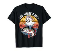 Bass Fishing Halloween Patriottica Ottobre Autunno Pesca Maglietta