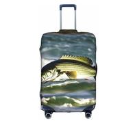 Bass Fishing Wave - Copertura per valigia, adatta per bagagli da 45,7 a 81,7 cm, bianco, M