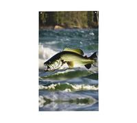 Bass Fishing Wave Print Bandiera decorativa per tutte le stagioni Stampa motivo su un solo lato per interni ed esterni Display chiaro
