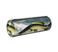 Bass Fishing Wave PU Leather Small Pencil Pouch, piccola penna matita sacchetto sacchetto sottile design cerniera