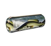 Bass Fishing Wave PU Leather Small Pencil Pouch, piccola penna matita sacchetto sacchetto sottile design cerniera